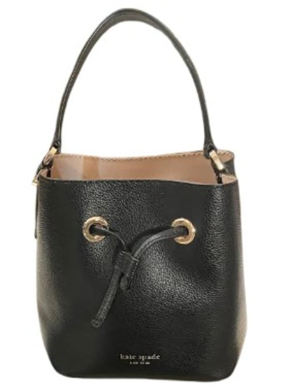 Kate Spade Eva Small Bucket Bag Black Pebbled Leather  Like New